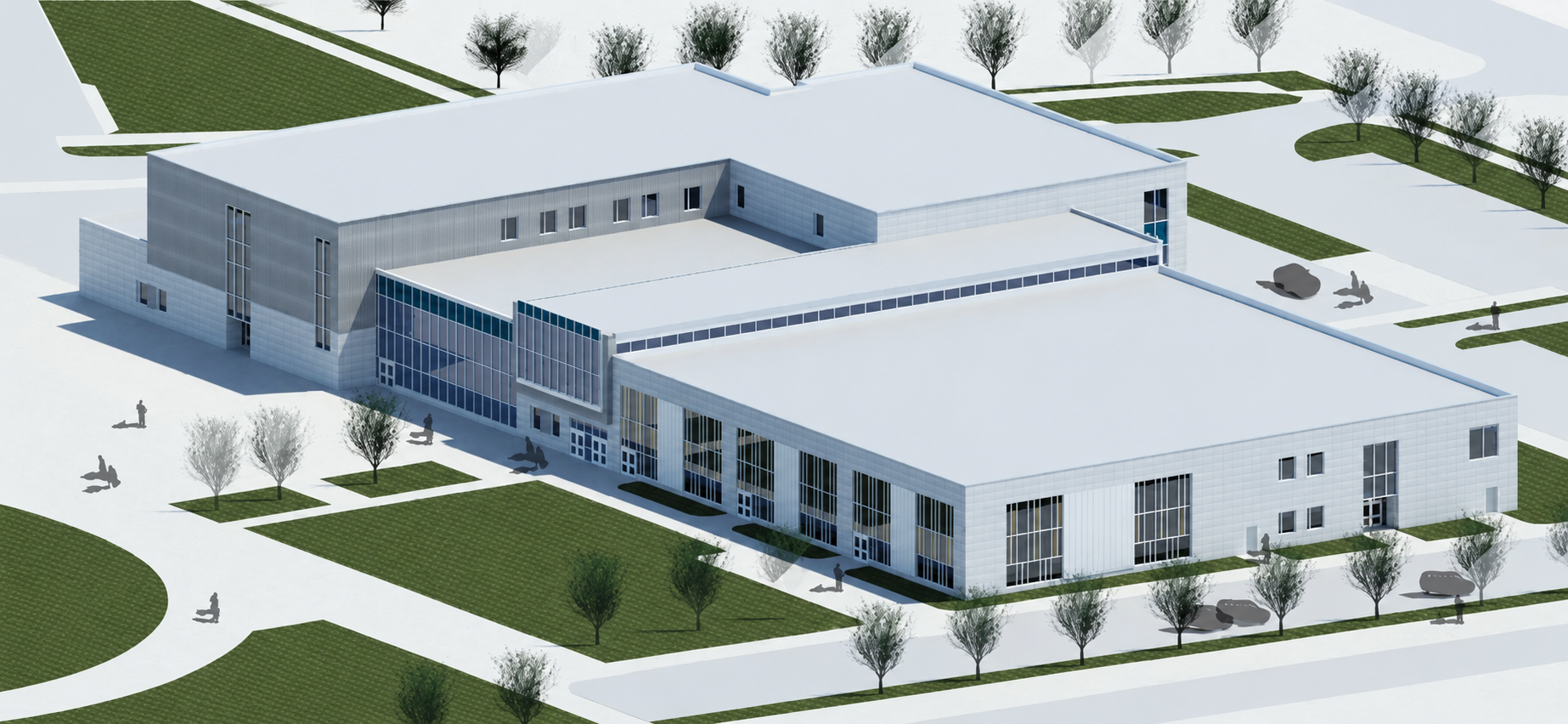 Aerial rendering of the proposed Wasaga Beach school