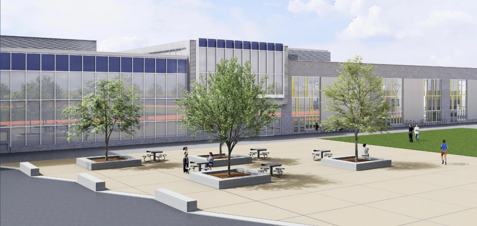 Courtyard rendering of the proposed Wasaga Beach school
