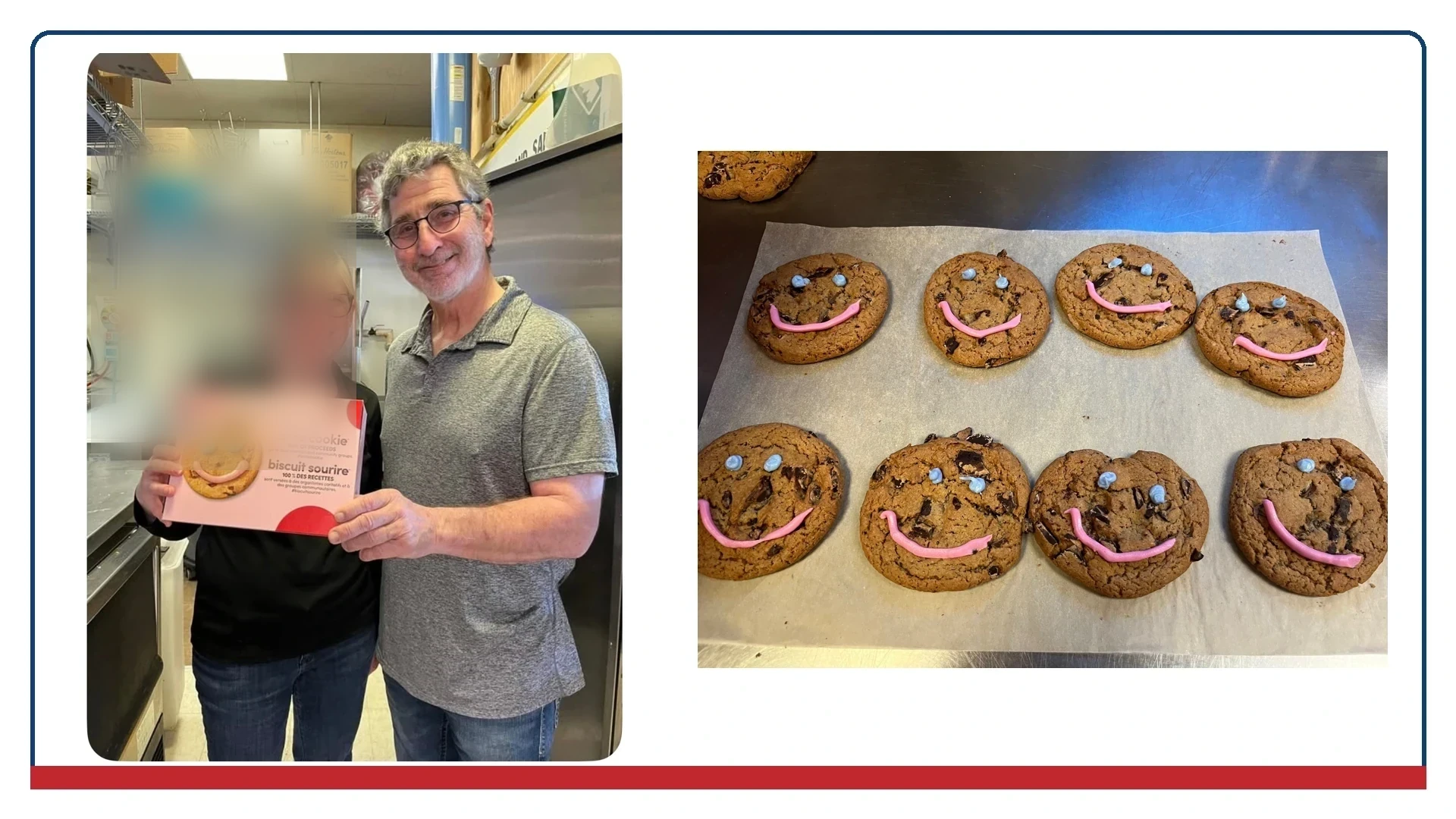 Mike Foley supporting the Smile Cookie campaign alongside a photo of decorated smile cookies